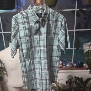 NWT Men's Casual Plaid Shirt - Light Green and Gray Size Small